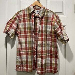 Old Navy Maroon and white Plaid Button Down Shirt